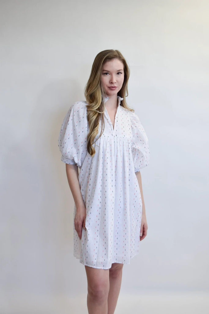 High Neck Dress in White Swiss Dot – MARKET