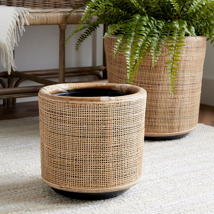 woven rattan planter Large Lyla Woven Rattan Planter