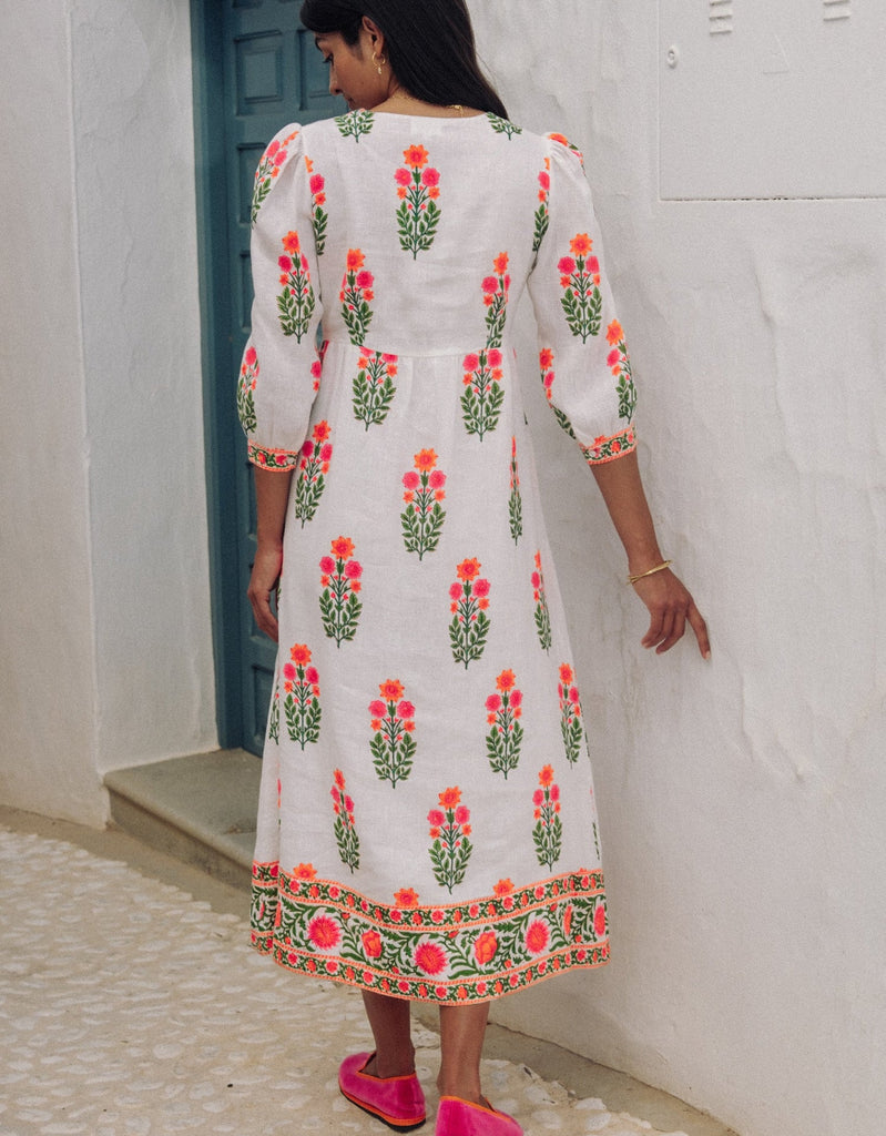 Pushkar Dress in Neon Botanical by Pink City Prints MARKET Pushkar Dress in Neon Botanical by Pink City Prints MARKET